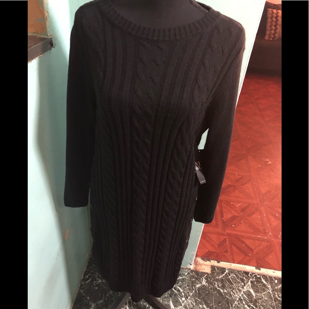 Large Sweater Dress with Button Designs.